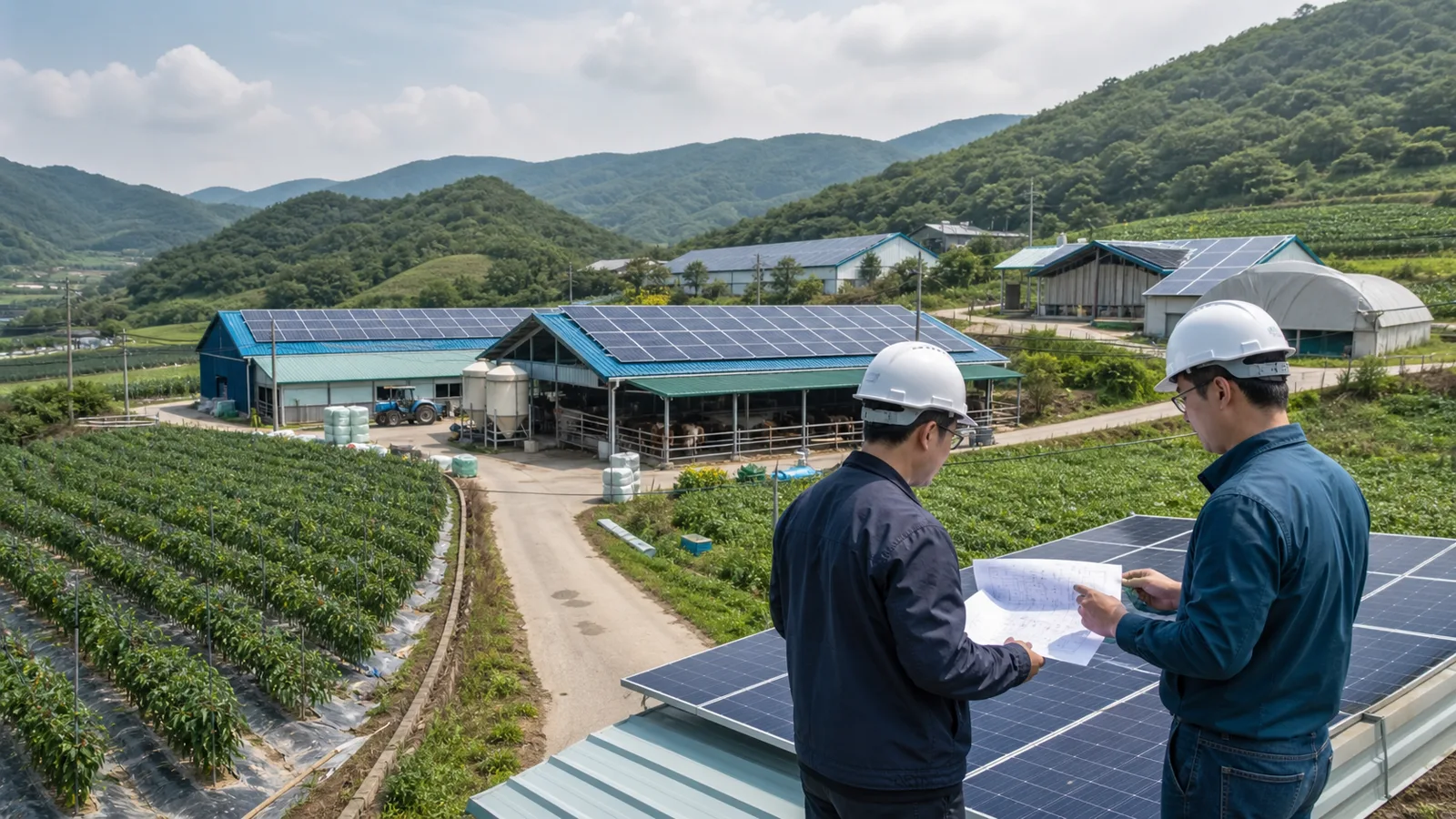 청양군 산지 농경지와 축사 지붕 태양광 설치 검토 예시 이미지