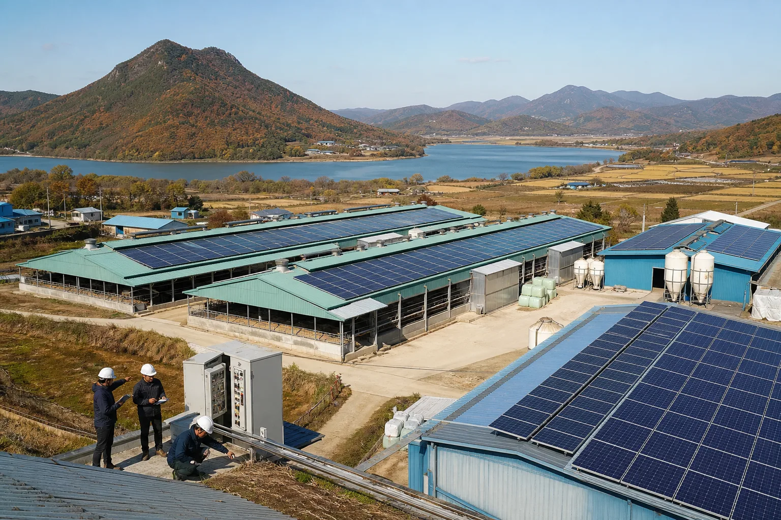 합천군 호수와 산지 주변 축사·농업창고 지붕 태양광 검토 예시
