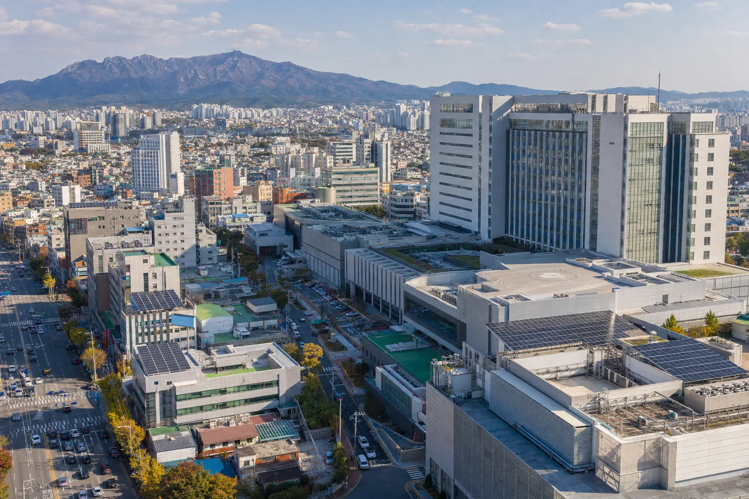 동구 의료시설과 원도심 상업시설 지붕 태양광 설치 검토 예시
