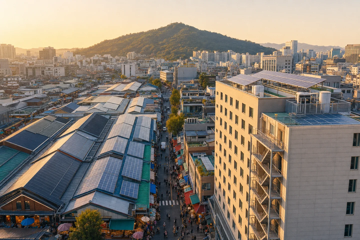 서울 중구 전통시장과 호텔시설 지붕 태양광 설치 검토 예시 이미지