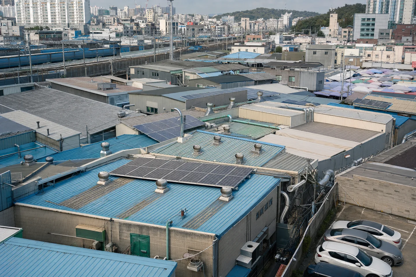 중랑구 소규모 패션봉제 작업장과 전통시장 지붕 태양광 설치 검토 예시 이미지