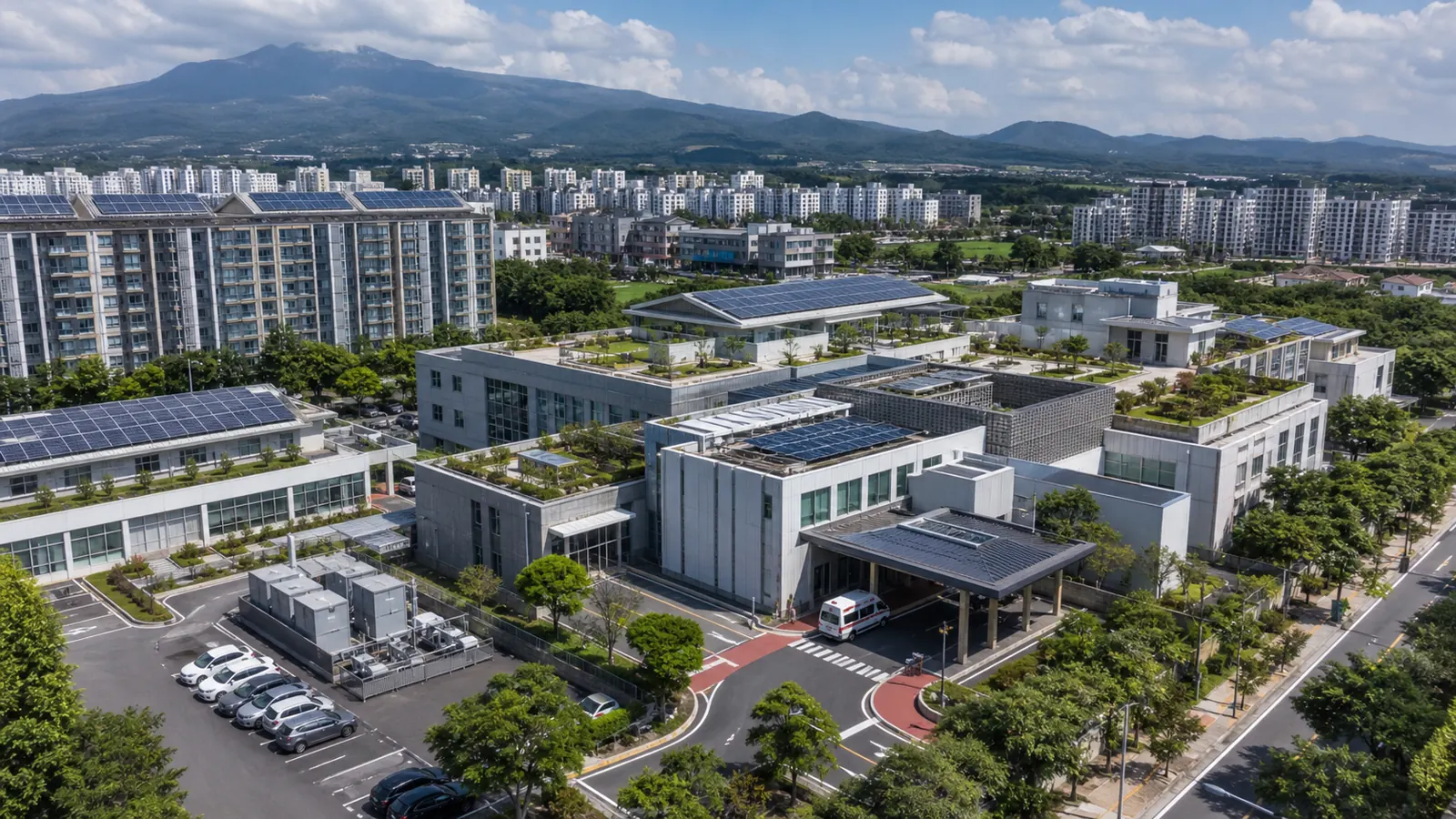 동홍동 공동주택과 의료복지시설 지붕 태양광 설치 검토 예시 이미지