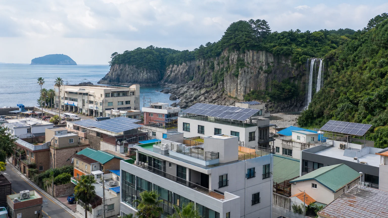 정방동 원도심 관광숙박 외식시설 지붕 태양광 설치 검토 예시 이미지