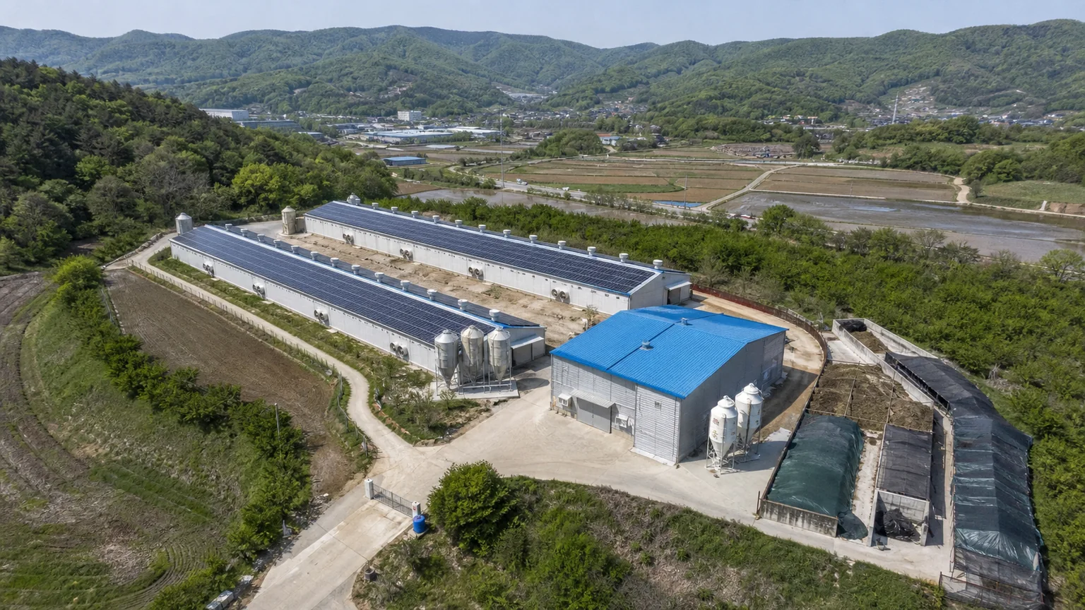 청주시 청원구 북이면 육계축사·사료창고 지붕 태양광 설치 검토 예시 이미지