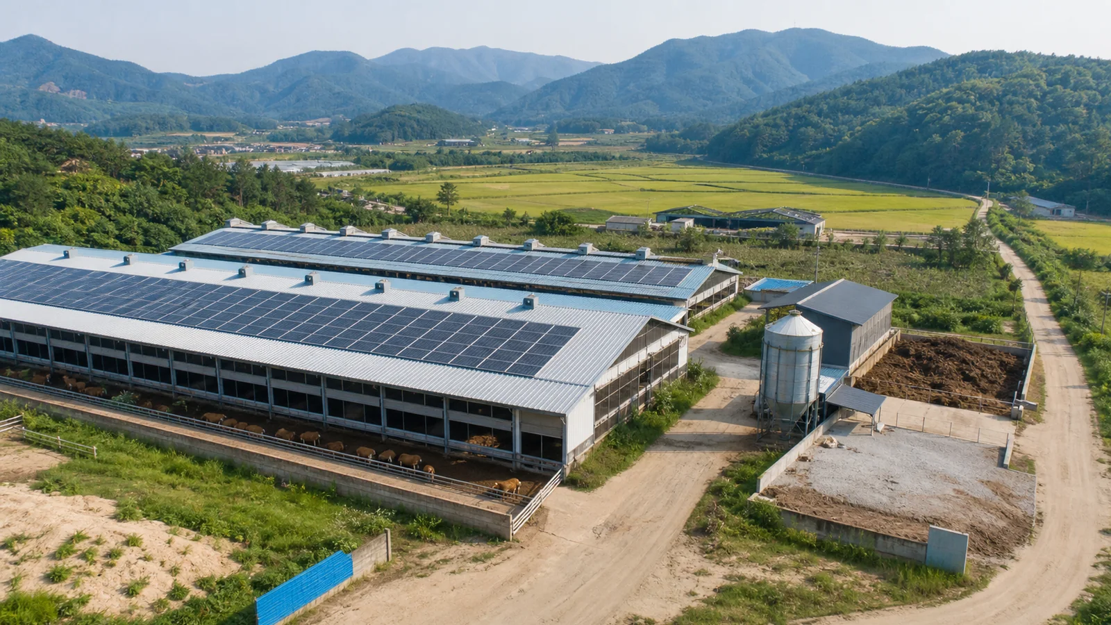 울산광역시 울주군 두서면 한우축사·사료창고 지붕 태양광 설치 검토 예시 이미지