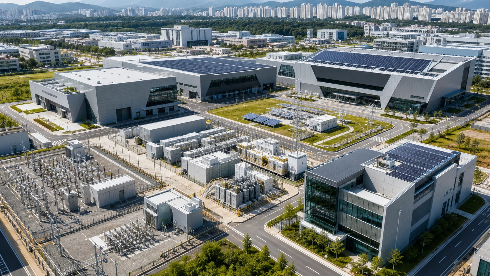 전남광주통합특별시 남구 도시첨단국가산업단지 전력변환·스마트그리드공장 지붕 태양광 설치 검토용 개념 이미지