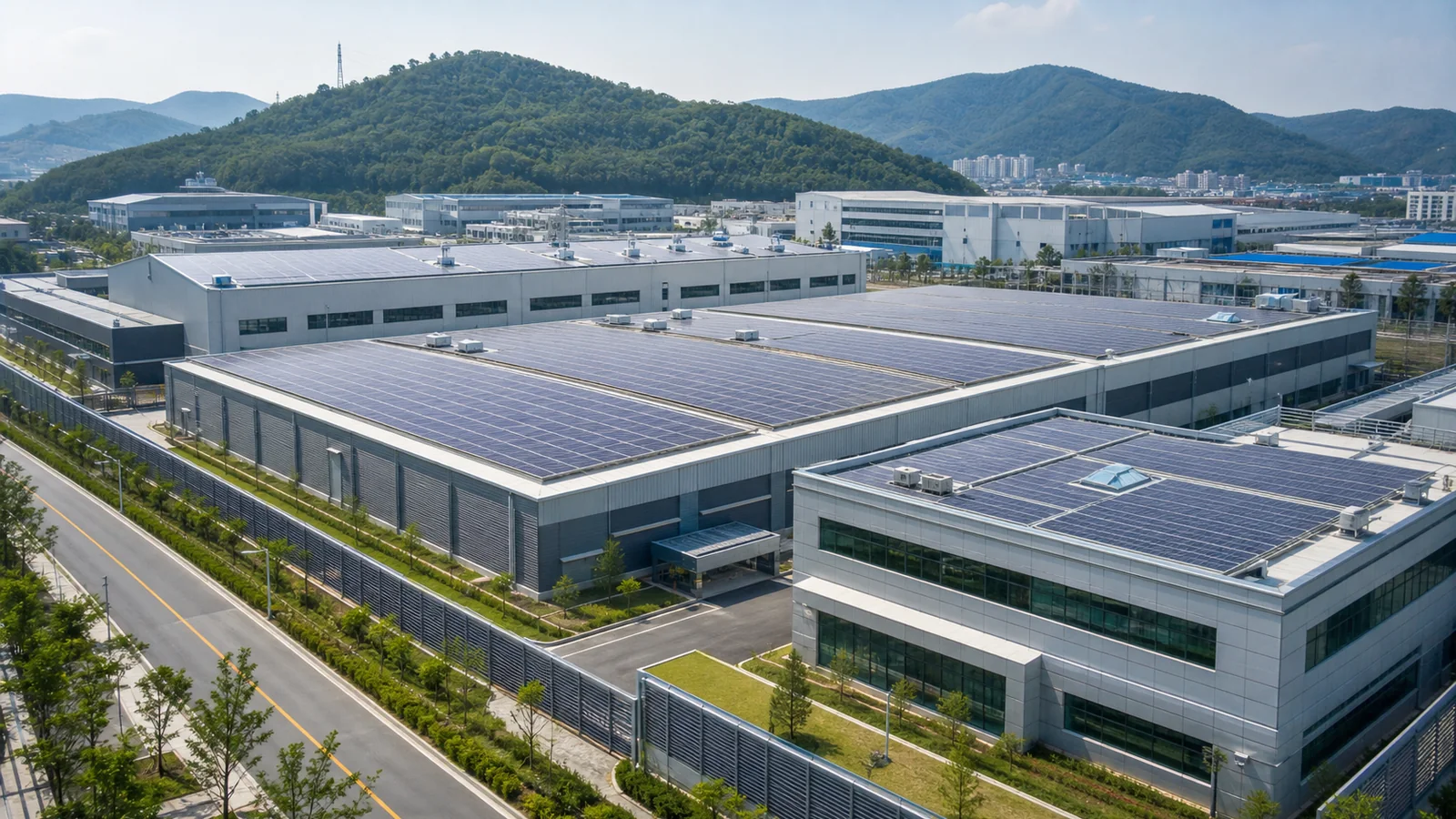 경상남도 창원시 창원국가산업단지 방산·항공 정밀부품공장 지붕 태양광 설치 검토용 개념 이미지
