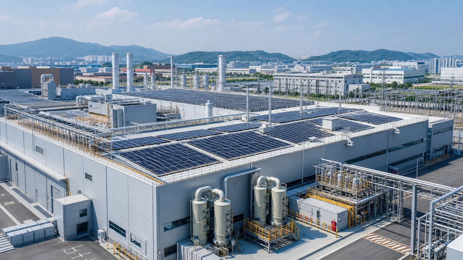아산시 음봉면 원남리·소동리 아산디지털일반산업단지 반도체소재·시험공장 지붕 태양광 설치 검토용 개념 이미지