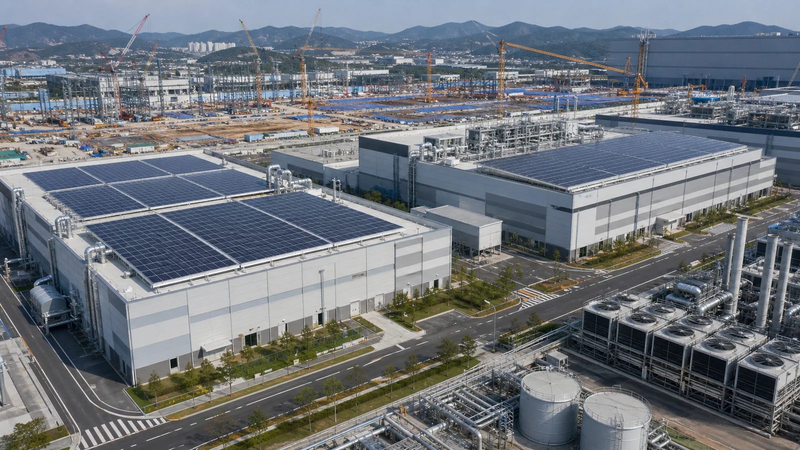 아산시 탕정면 명암리·용두리 아산디스플레이시티2 디스플레이모듈·유틸리티동 지붕 태양광 설치 검토용 개념 이미지